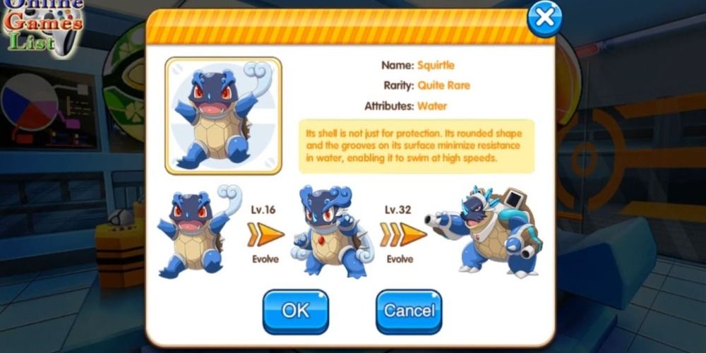 An image of Squirtle in the Pokemon Pocket Monsters game