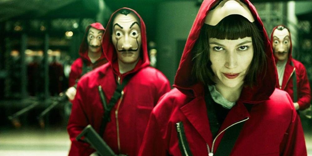 An image of Tokyo dressed in a red jumpsuit in Money Heist