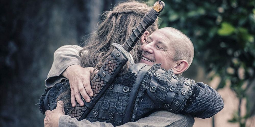 An image of Uhted and Beocca hugging in The Last Kingdom