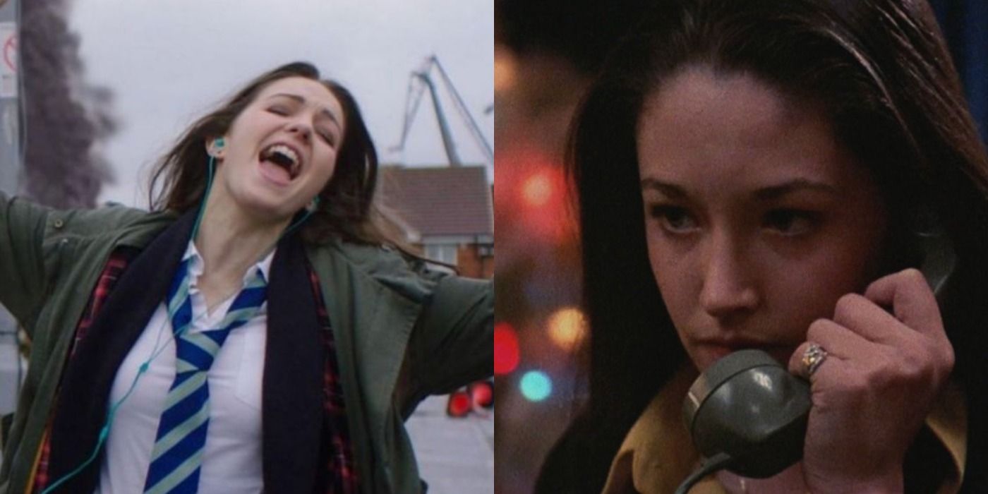 A split image depicts Anna singing in Anna And The Apocalypse and Jessica answering the phone in Black Christmas