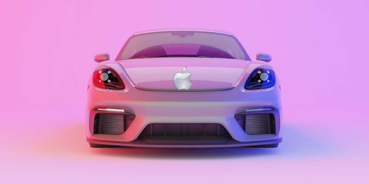 A car with an Apple logo on the hood