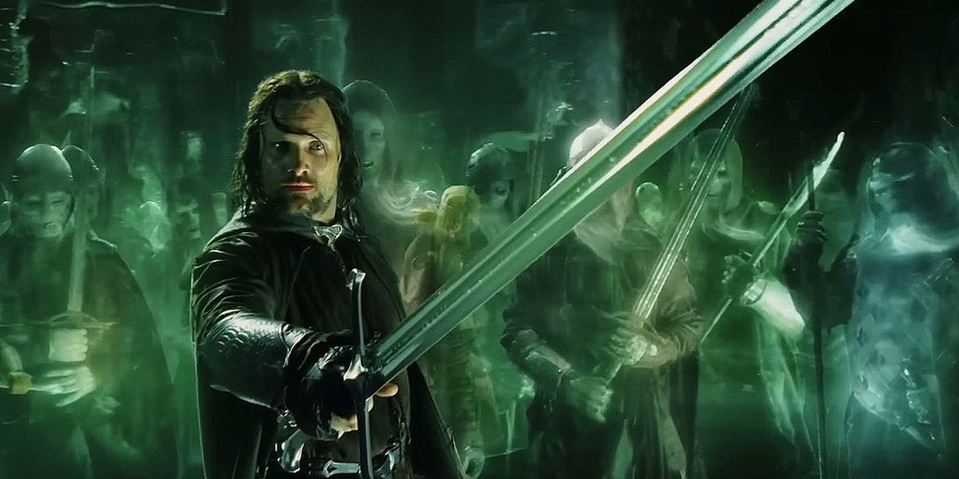 Aragorn confronts the Army of the Dead in The Lord of the Rings