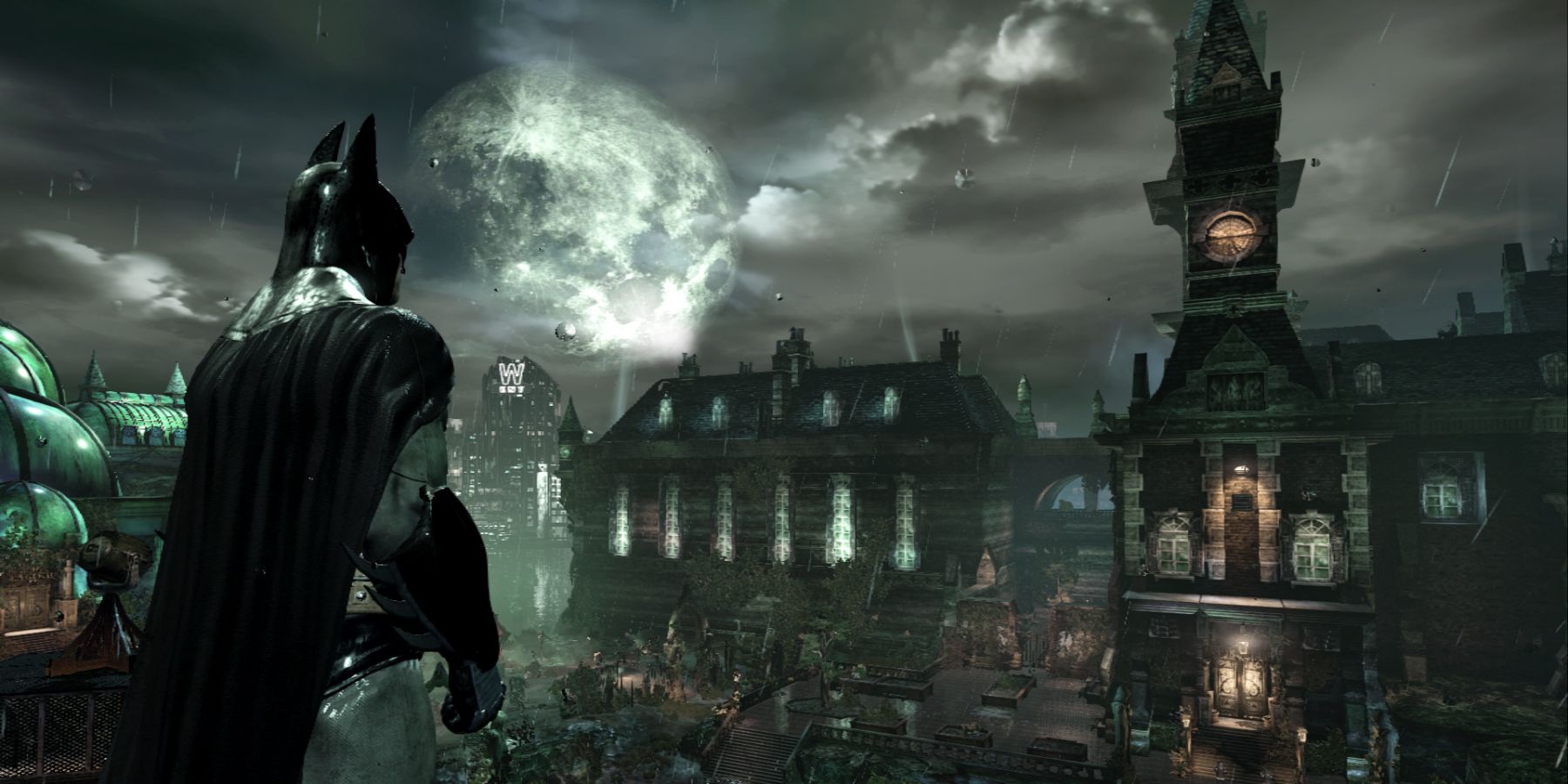 Batman overlooks the Asylum in Batman: Arkham Asylum
