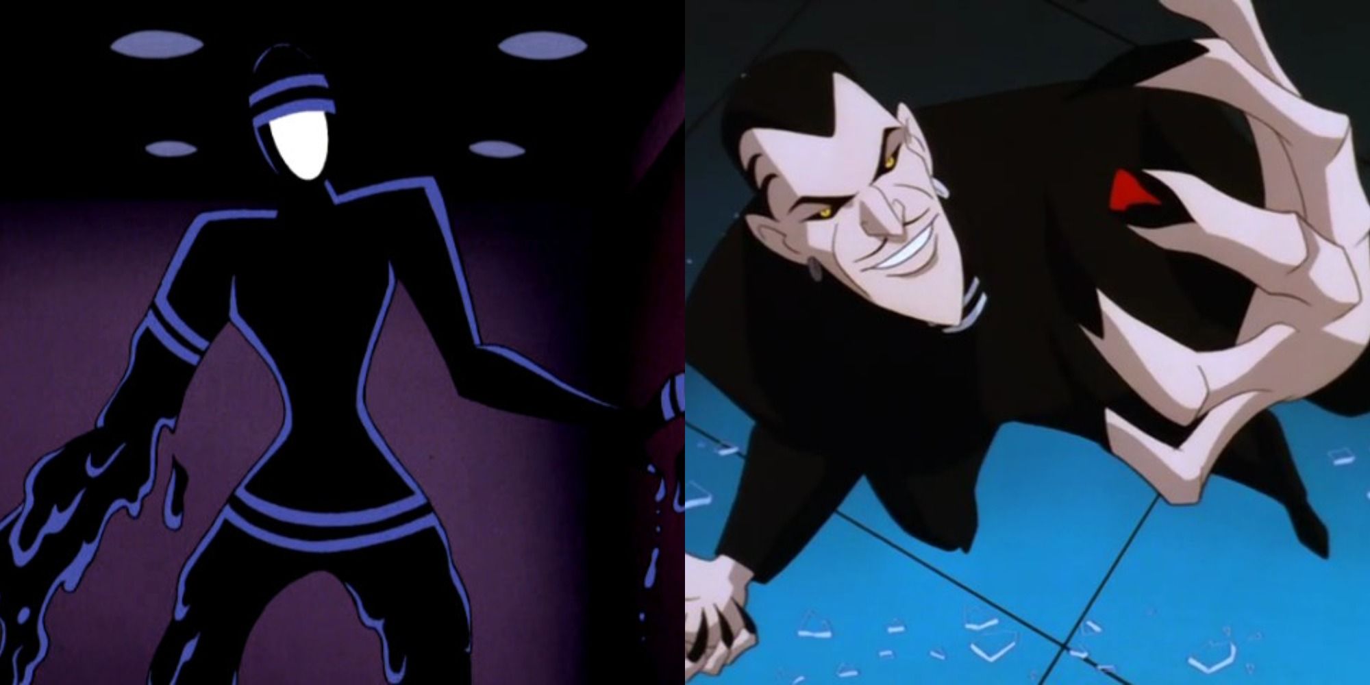 Split image showing Inque and Abel Cuvier in Batman Beyond