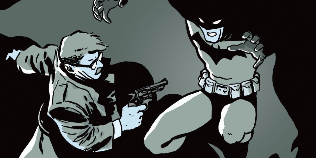 Batman and Jim Gordon square off in Batman: Year One.