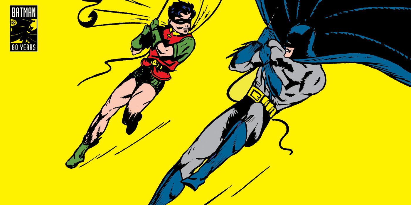 Batman and Robin swinging into action.
