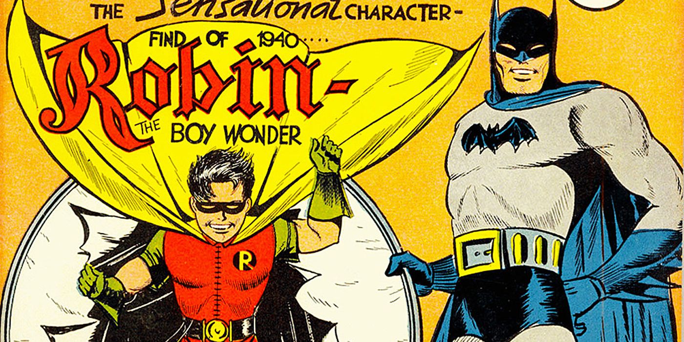 Batman introduces Robin in DC Comics.