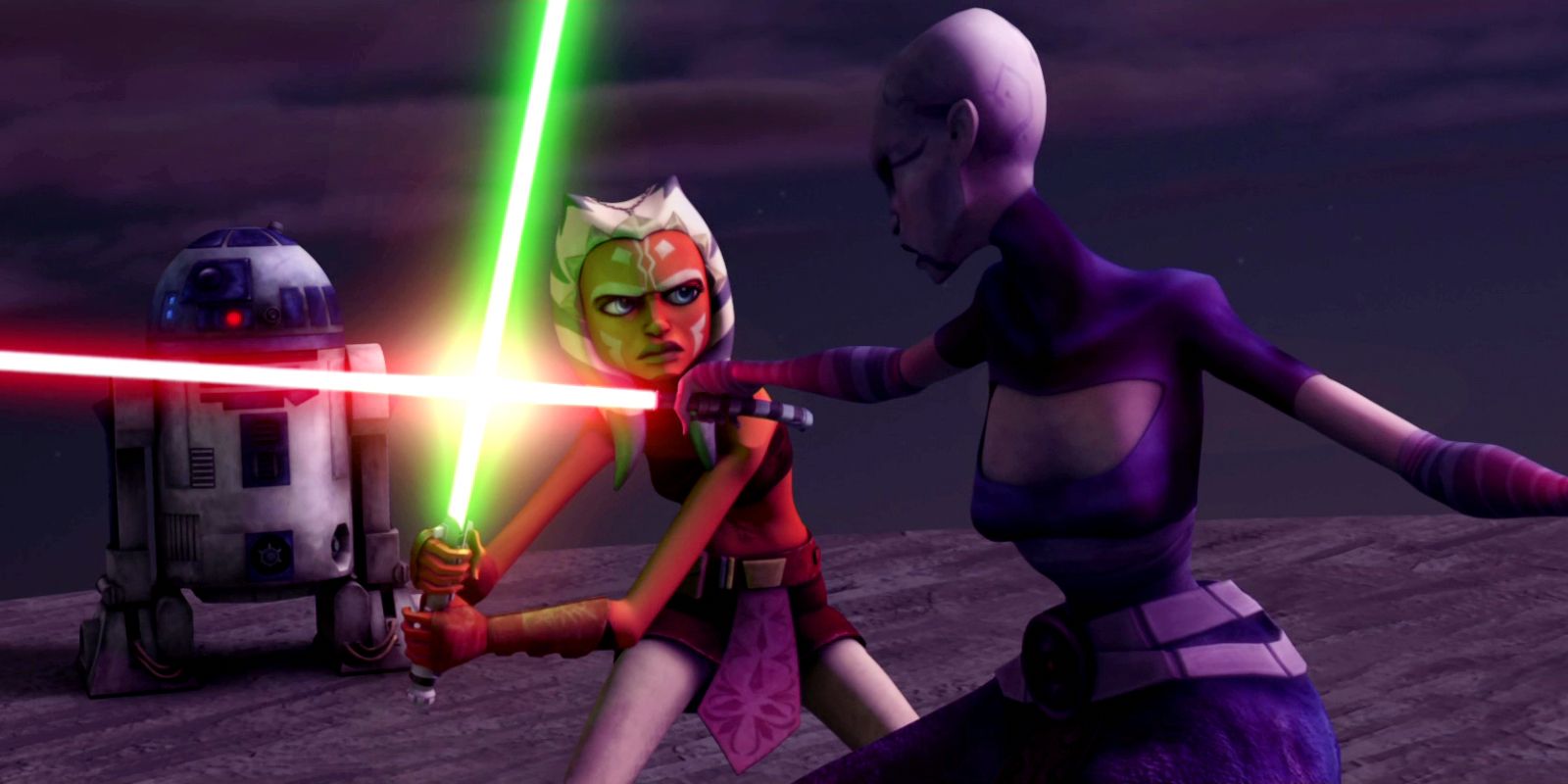 Ahsoka and Ventress duel in Star Wars Clone Wars