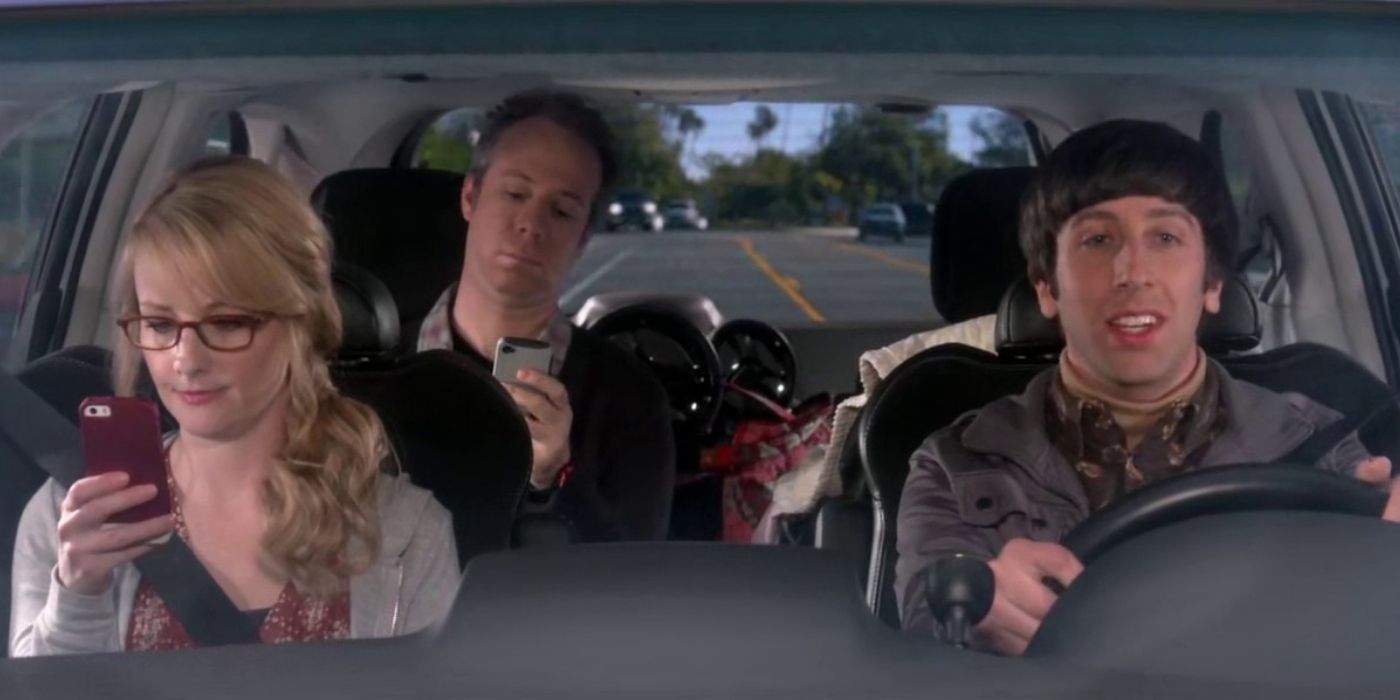 Bernadette, Howard, and Stuart in the car on TBBT
