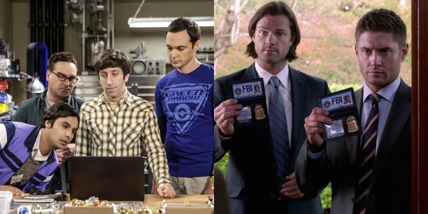 Split image showing scenes from Big Bang Theory and Supernatural