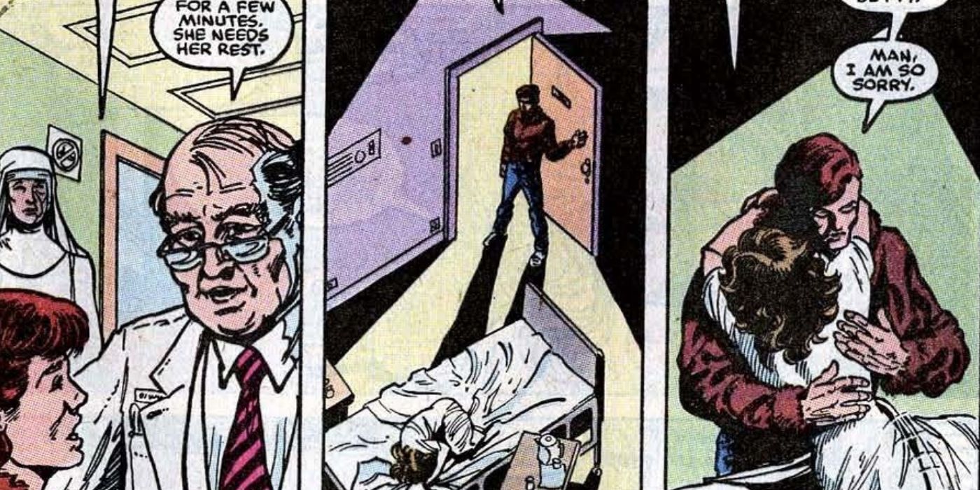 Betty crying on a hospital bed while Rick Jones hugs her in a Hulk comic