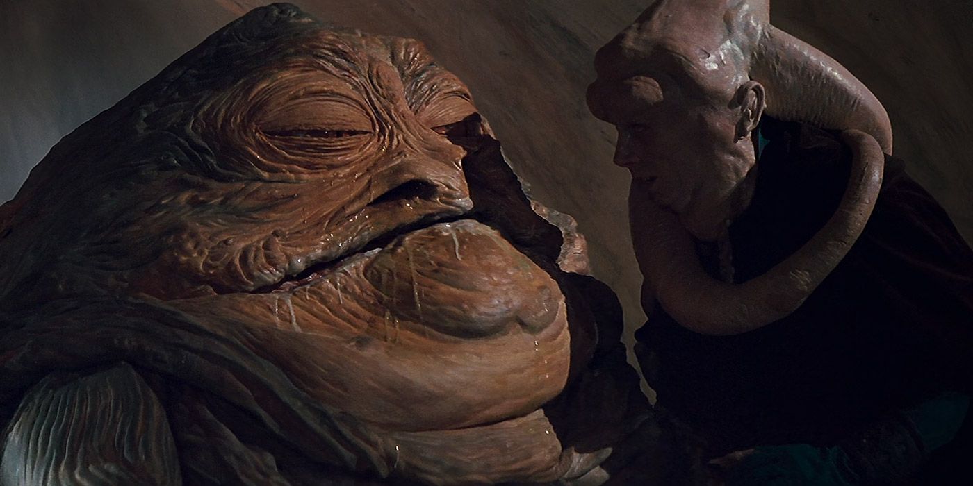 Jabba loses patience with Bib Fortuna in Star Wars