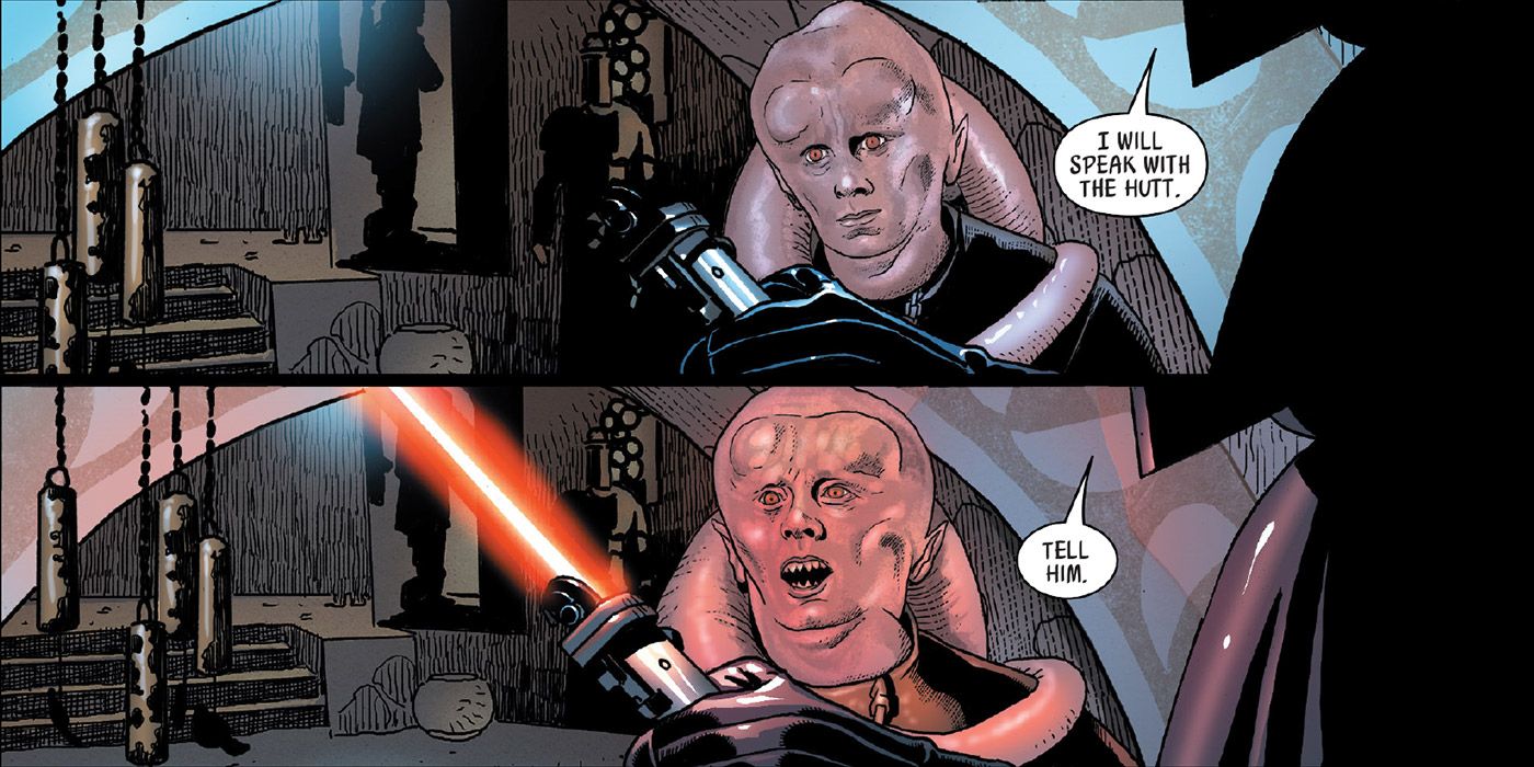 Darth Vader threatens Bib Fortuna in Star Wars