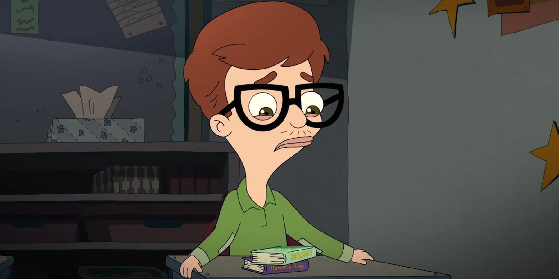 Andrew looks sad and conflicted in Big Mouth