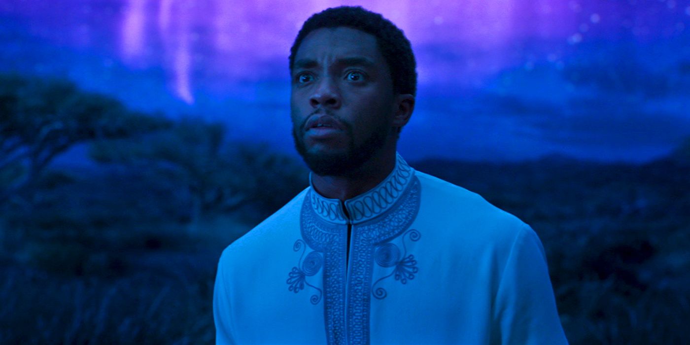 T'challa looking up against a night sky in Black Panther