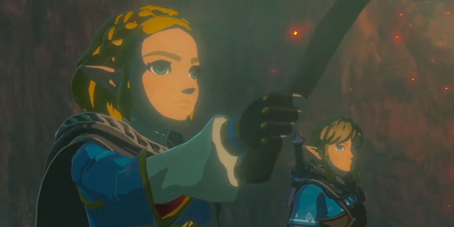 Link in Zelda in the reveal trailer for Nintendo's sequel to The Legend of Zelda Breath of the Wild.