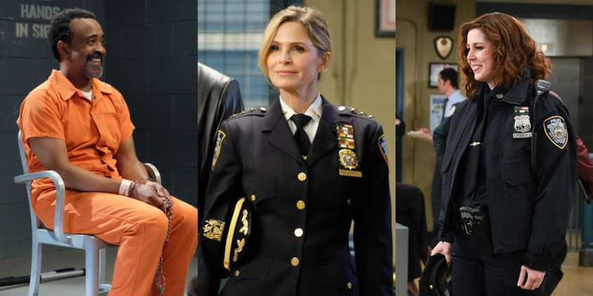 Split image of Caleb, Madeline, and Debbie in Brooklyn Nine Nine