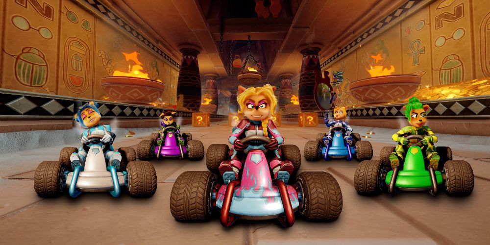 Drivers get ready at the starting line in Crash Racing Team: Nitro-Fueled