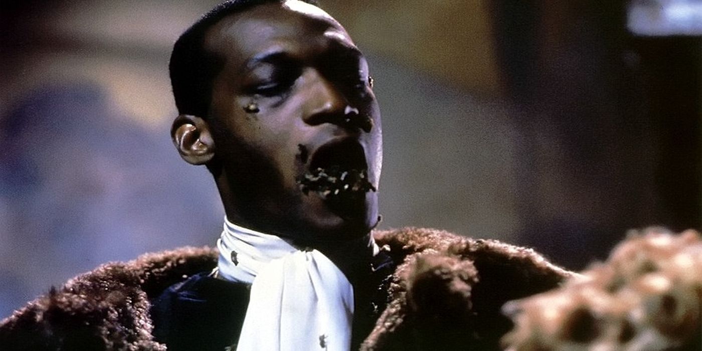 Bees pouring from the mouth of Candyman in the 1992 horror film of the same name.