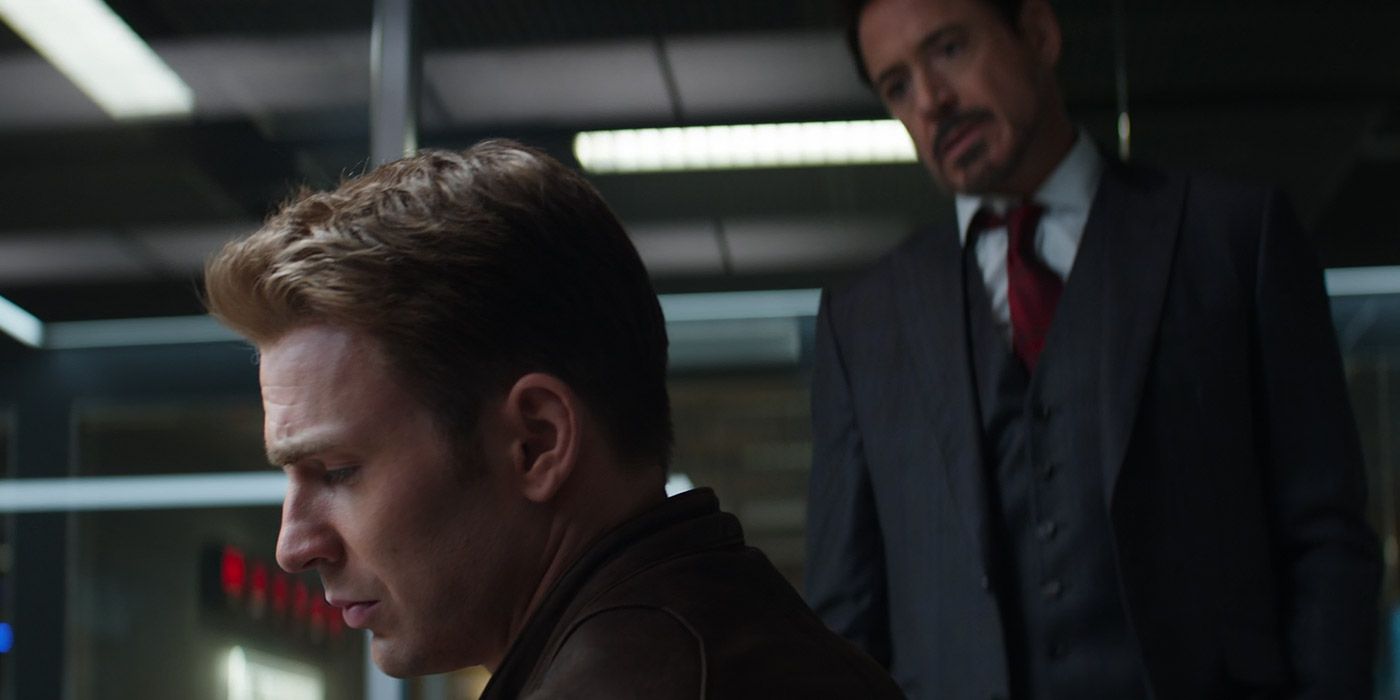 Steve Rogers and Tony Stark in Captain America: Civil War
