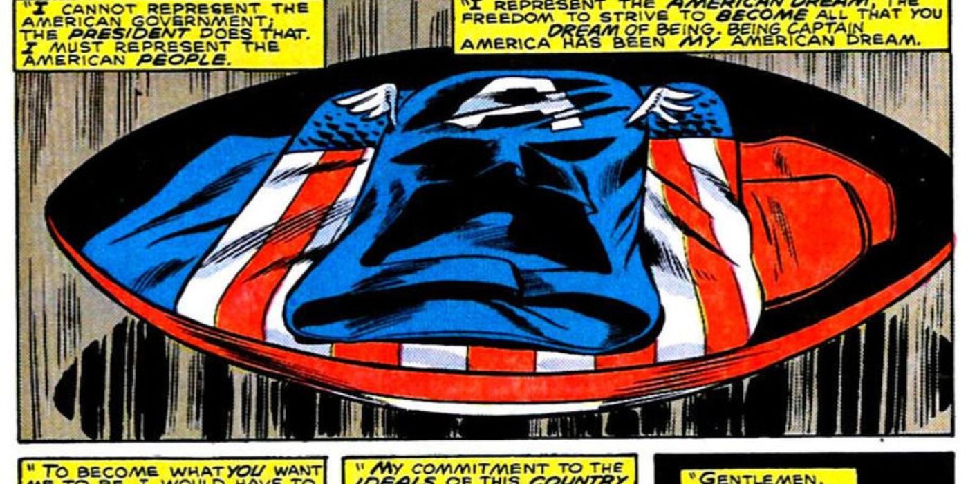 Captain America quits in Marvel Comics.