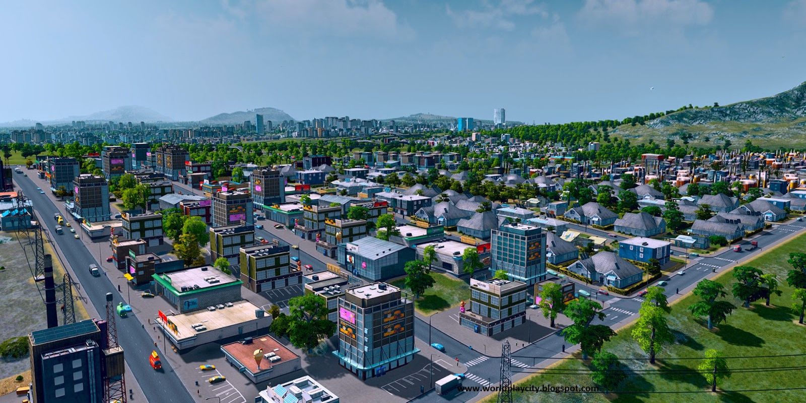 A screenshot of the city builder video game Cities: Skylines.