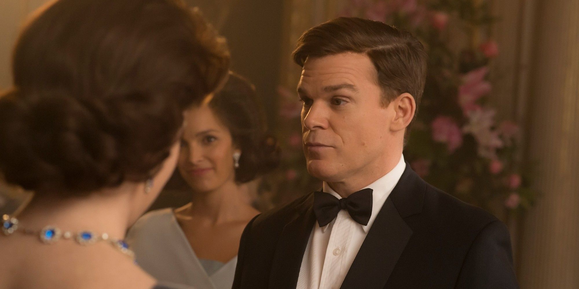 Claire Foy, Jodi Balfour and Michael C Hall in The Crown