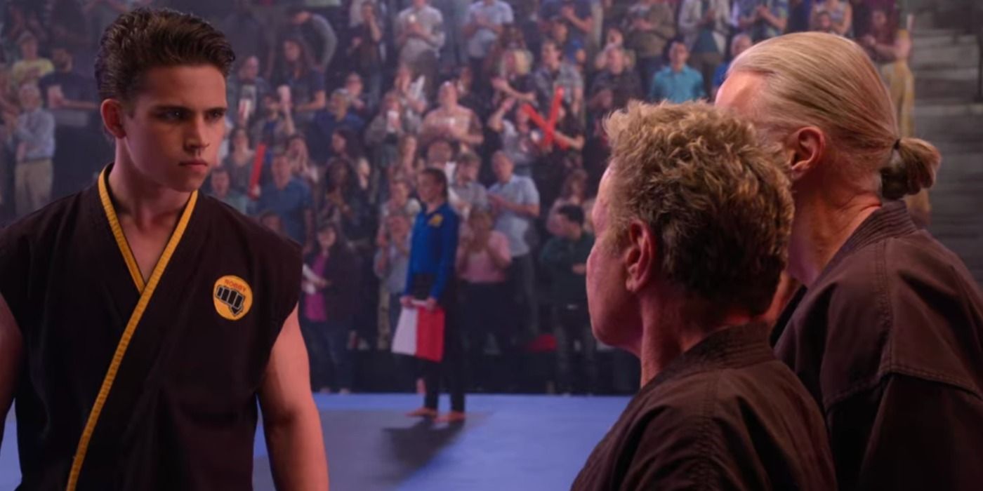 Robby glares at Silver and Kreese in Cobra Kai's season 4 finale