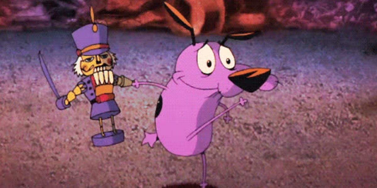Courage dancing with a nutcracker in Courage the Cowardly Dog