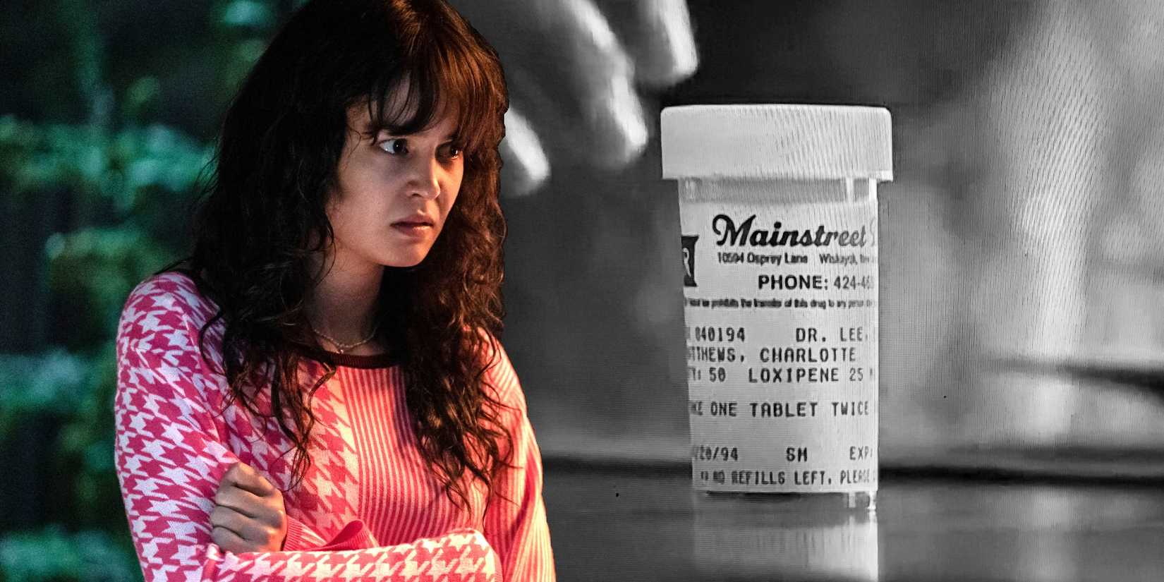 Courtney Eaton as Lottie with medication in Yellowjackets