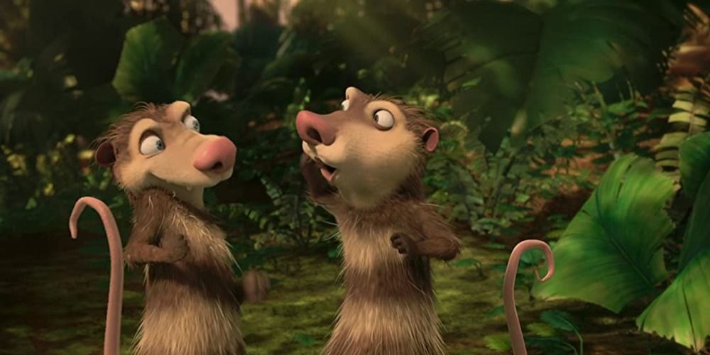 Crash and Eddie in Ice Age Dawn of the Dinousaurs