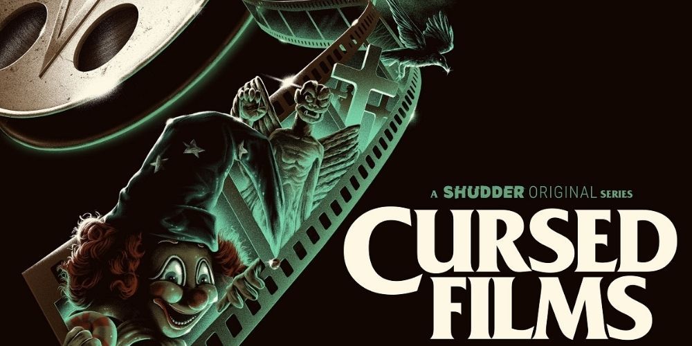 The poster for Cursed Films shows artifacts from Poltergeist, The Omen, and more