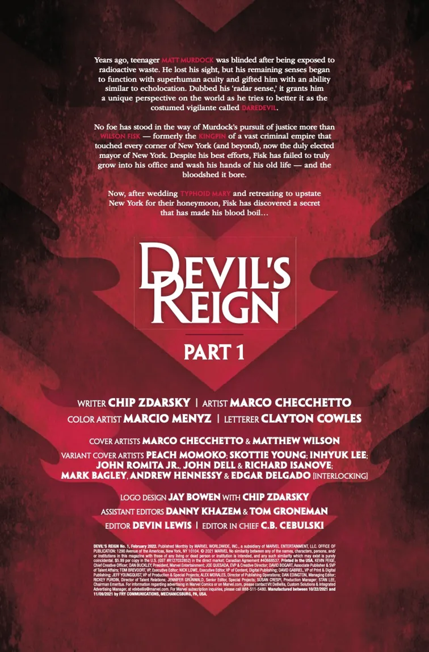 Devil's Reign credits preview cover