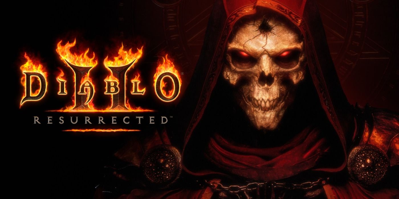 Banner para a remasterização de Diablo II apresentando o esquelético Dark Wanderer