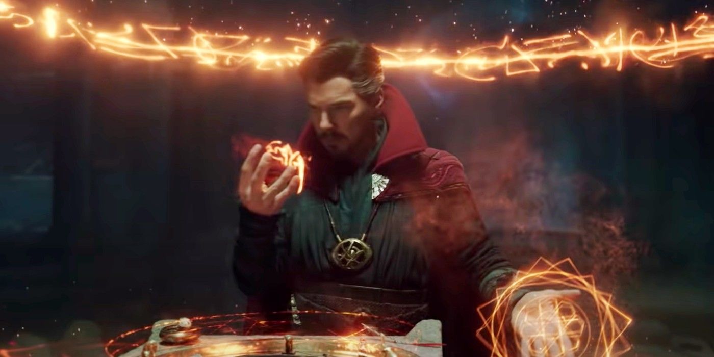 Doctor Strange casting a spell in No Way Home