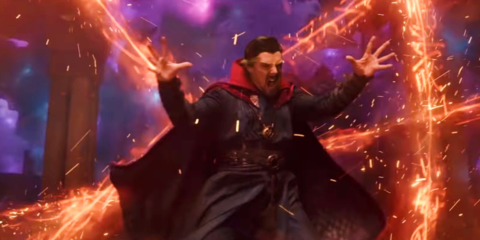 Doctor Strange tries to contain a spell in Spider-Man: No Way Home.