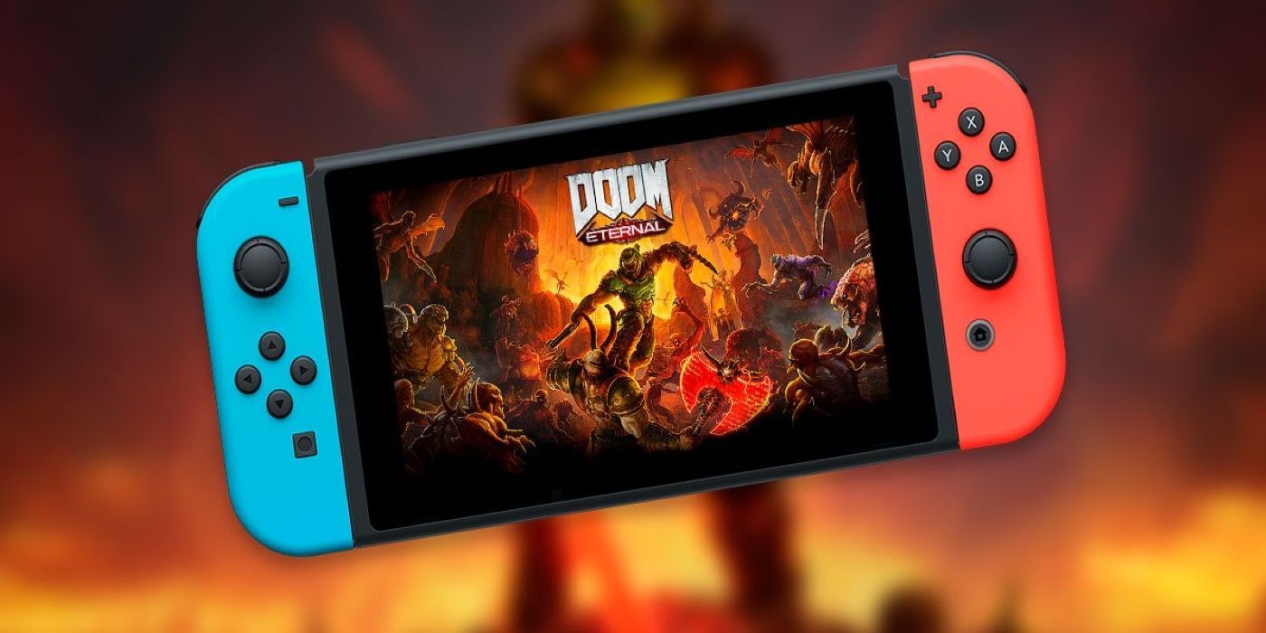 The Doom Eternal logo on the Nintendo Switch.