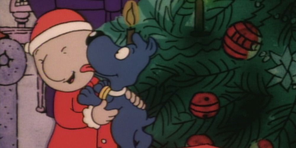 Doug getting licked by a dog in Doug's Christmas Story