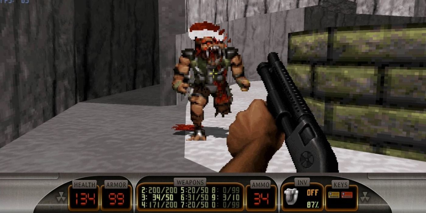 Duke Nukem shoots a shotgun in Nuclear Winter