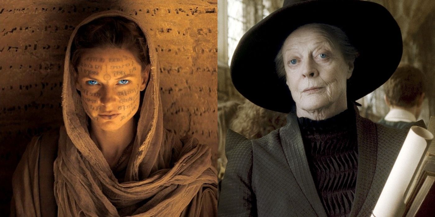 Split image showing Lady Jessica in Dune and McGonagall in Harry Potter