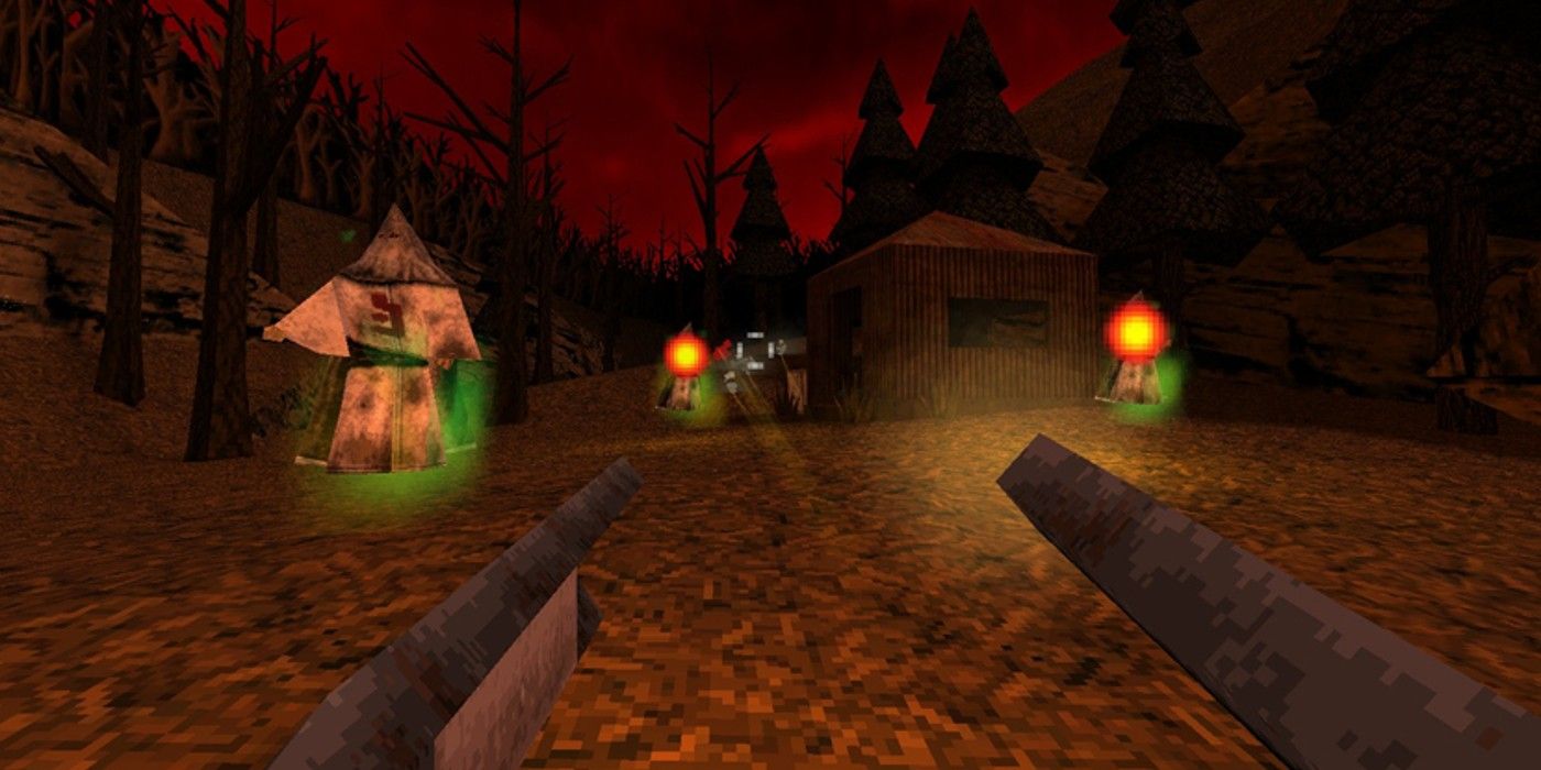 O jogador atira em monstros no Crepúsculo