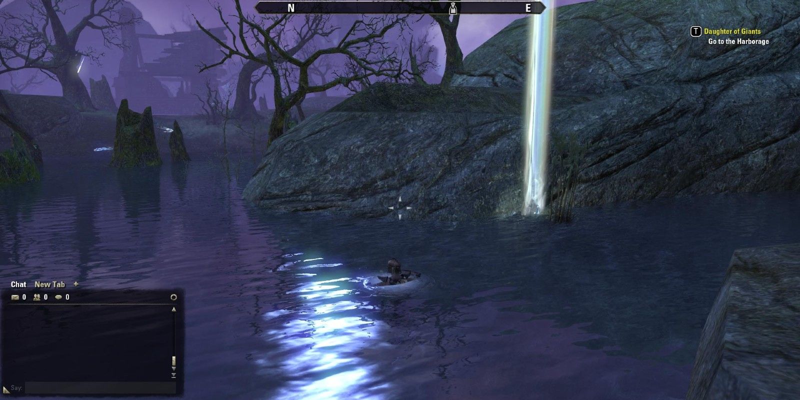 A player swims toward a Skyshard in Stonefalls' Overworld in Elder Scrolls Online