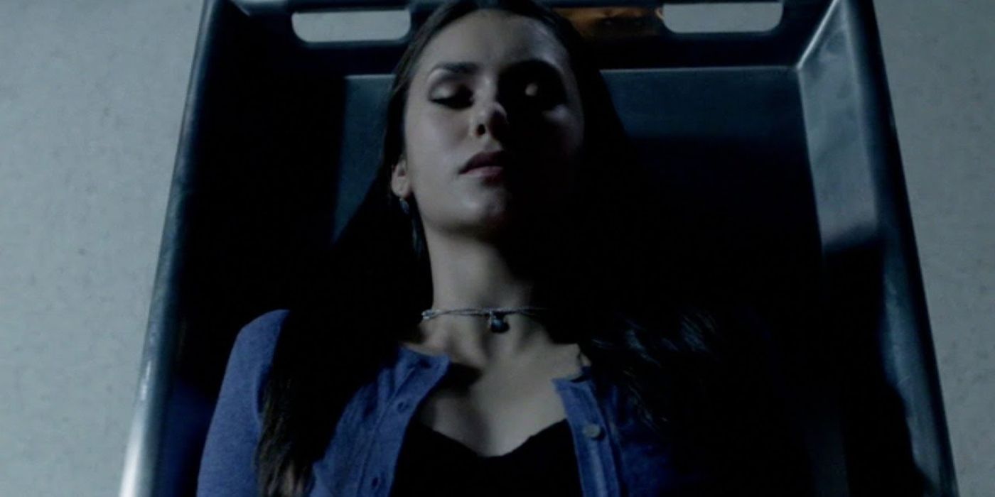 Elena lying down on The Vampire Diaries
