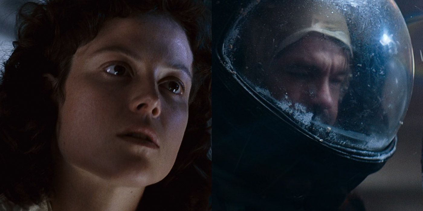 Imagem dividida de Ripley e Dallas de Alien