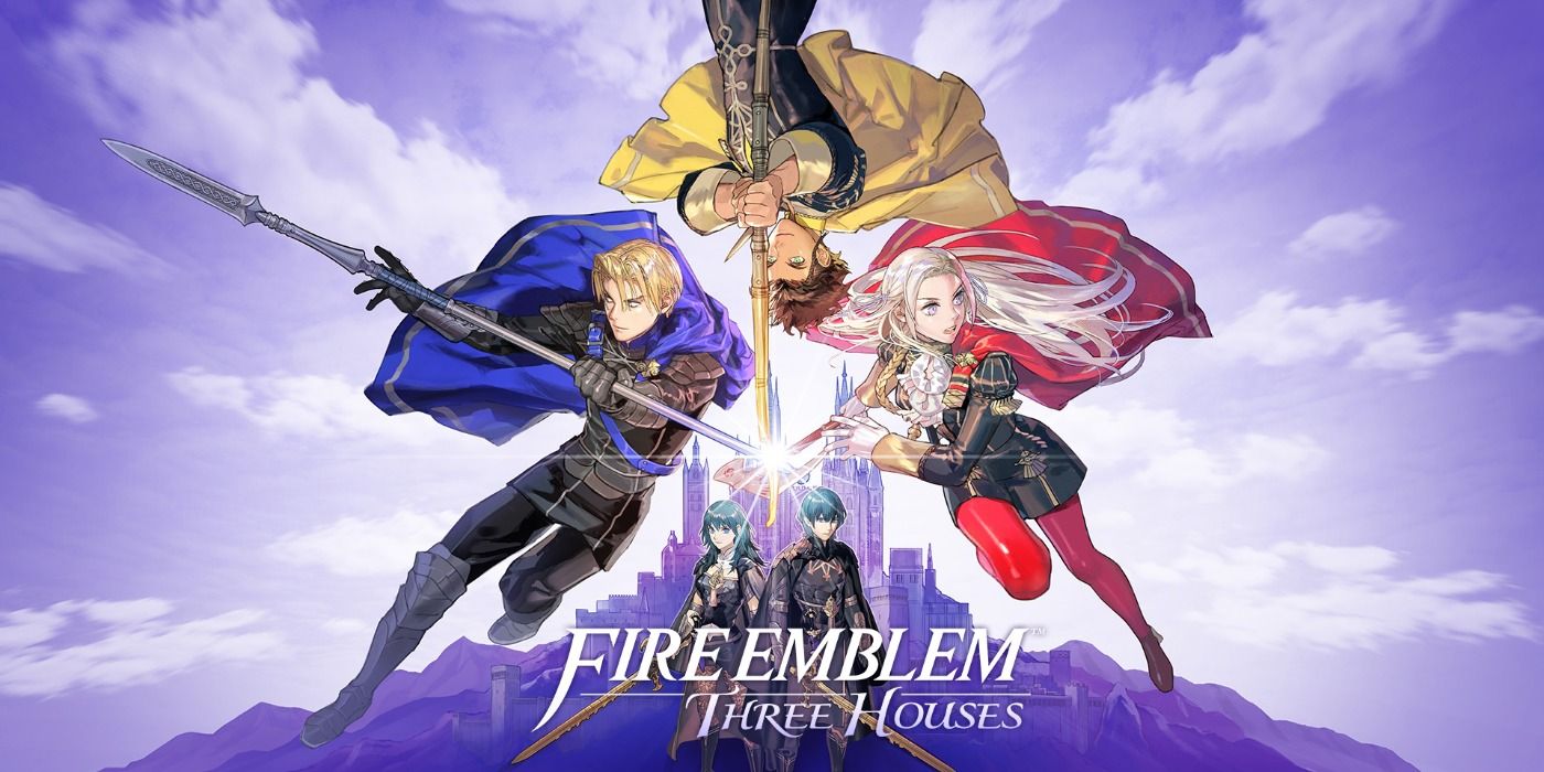 The player characters and three heroes from Fire Emblem's three different houses