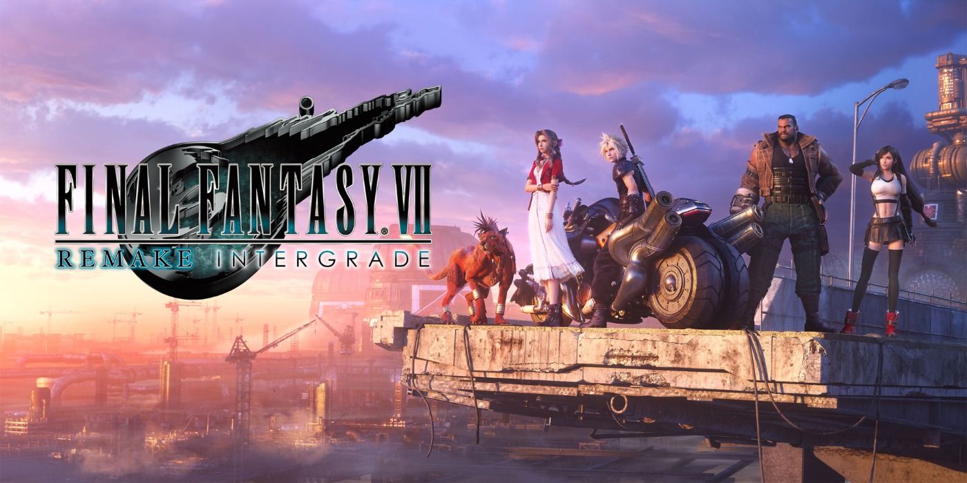 Promo art of the main cast overlooking the sunrise in Final Fantasy VII Remake: Intergrade