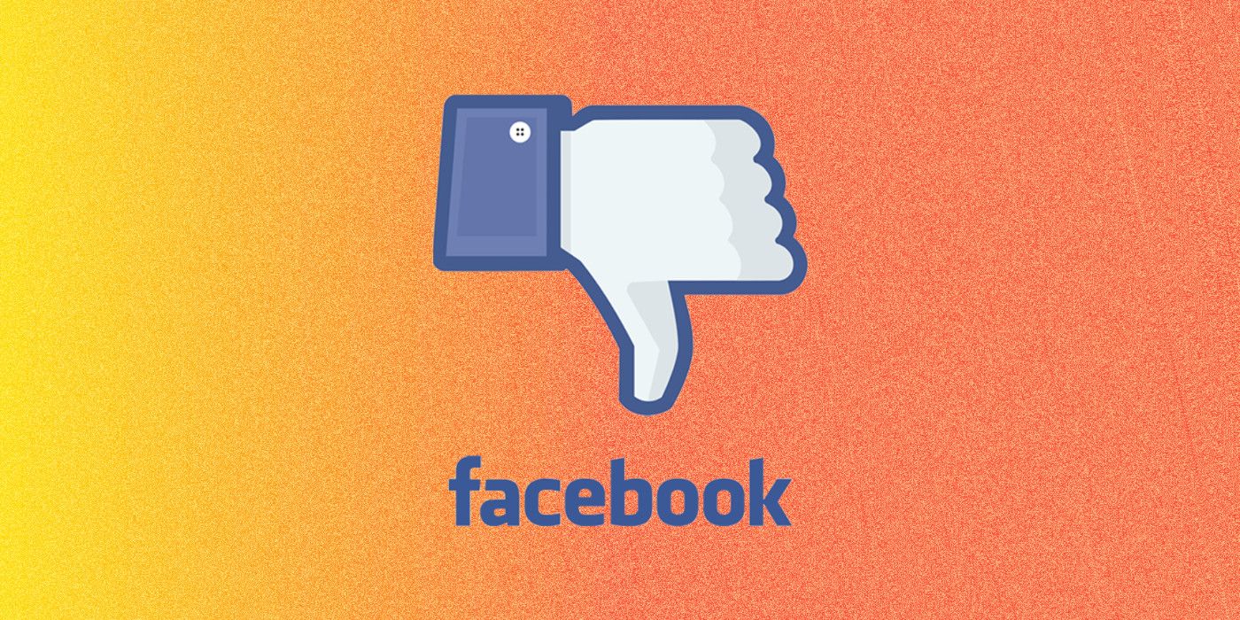 Facebook thumbs down dislike icon pictured on a grainy orange gradient background