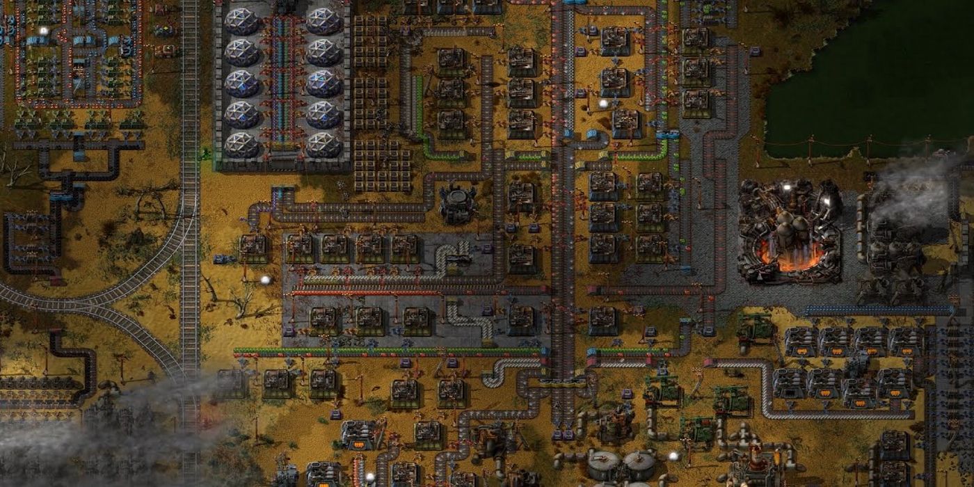 A screenshot of the management game Factorio.
