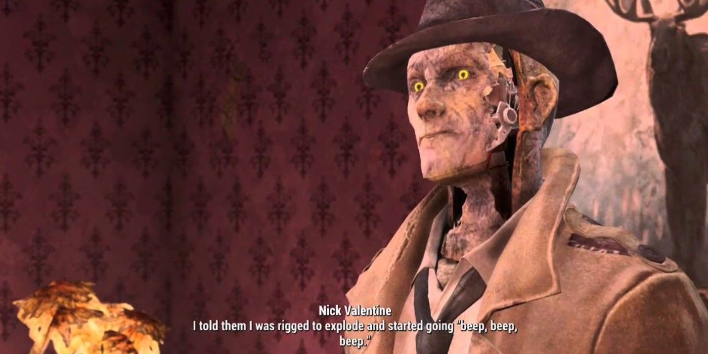 Nick Valentine tells a story in Fallout 4.