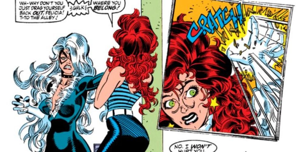 Felicia fights with Mary Jane in The Sensational Spider-Man